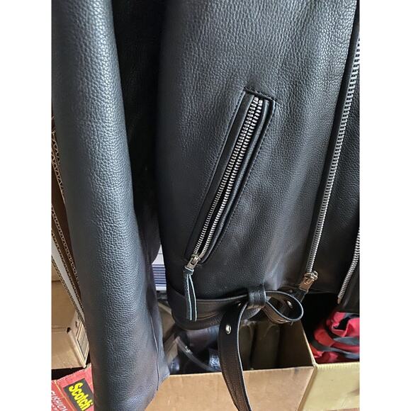 CUSTOM BILT BLACK LEATHER MOTORCYCLE BIKER JACKET - SIZE XL NO FLAWS! - Picture 2 of 11